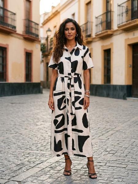 Gorgeous chaos ( midi dress with belt )