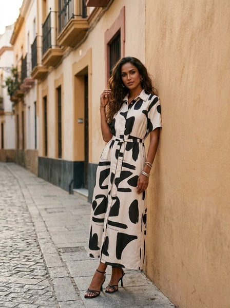 Gorgeous chaos ( midi dress with belt )