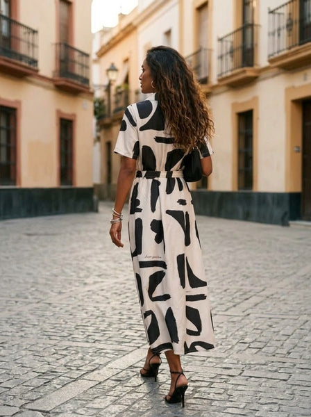 Gorgeous chaos ( midi dress with belt )