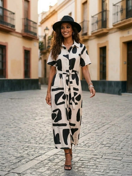 Gorgeous chaos ( midi dress with belt )