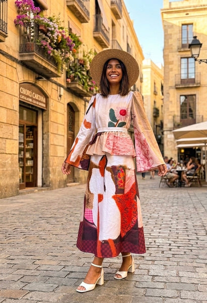 Me & my portrait ( long dress with frill belt )
