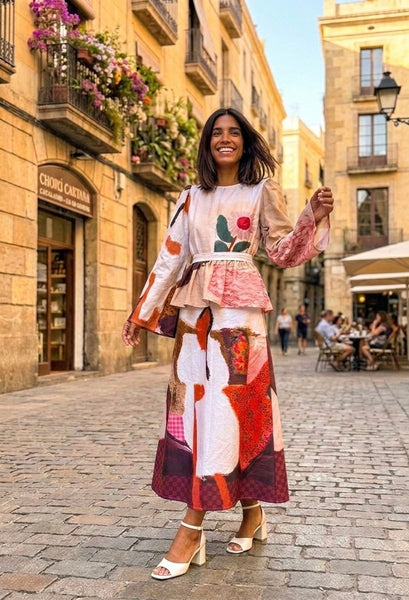 Me & my portrait ( long dress with frill belt )