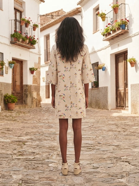 Half - floral  (shirt dress )