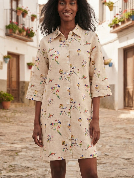 Half - floral  (shirt dress )