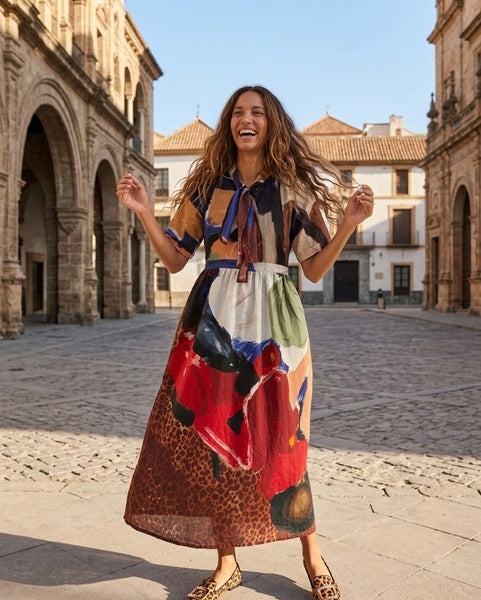Vespa ( front tie maxi dress )