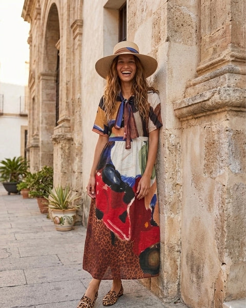 Vespa ( front tie maxi dress )