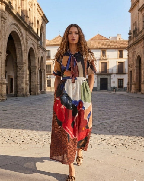 Vespa ( front tie maxi dress )