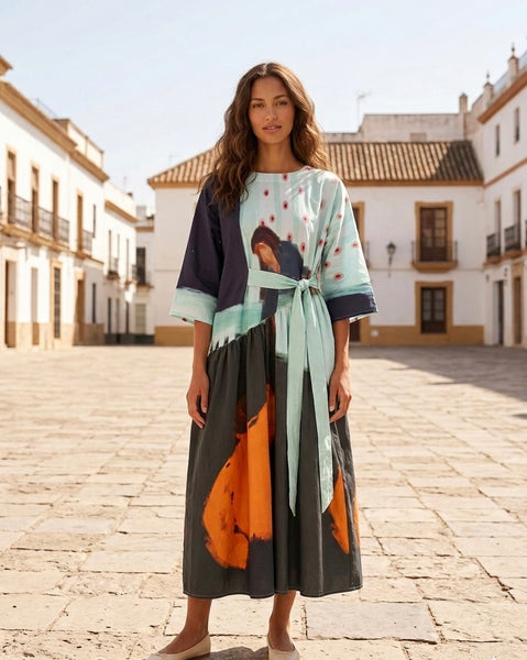 Lovers ( front tie oversized maxi dress  )