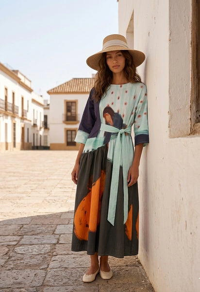 Lovers ( front tie oversized maxi dress  )