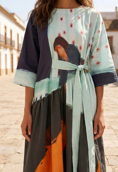 Lovers ( front tie oversized maxi dress  )