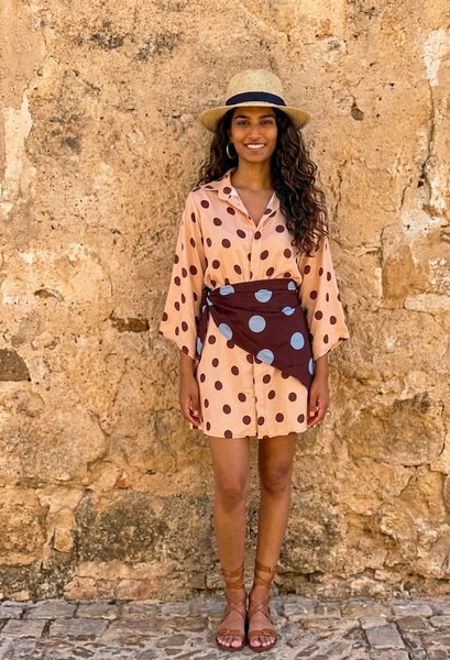 Coffee date  ( shirt dress with scarf  )