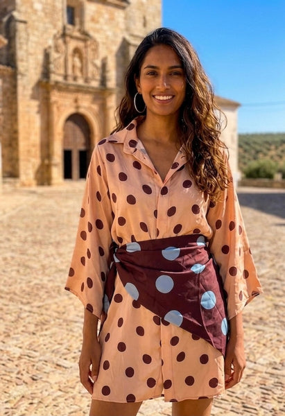 Coffee date  ( shirt dress with scarf  )