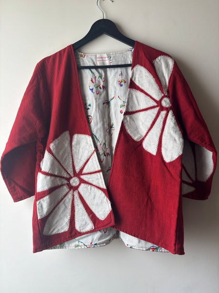 Red appliqué reversible jacket