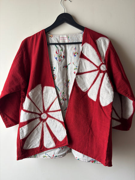 Red appliqué reversible jacket