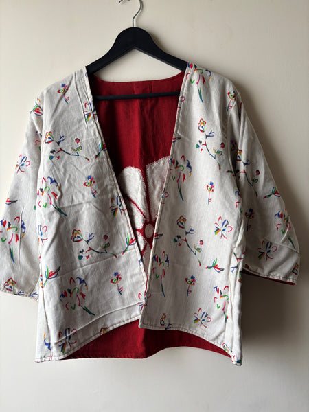 Red appliqué reversible jacket