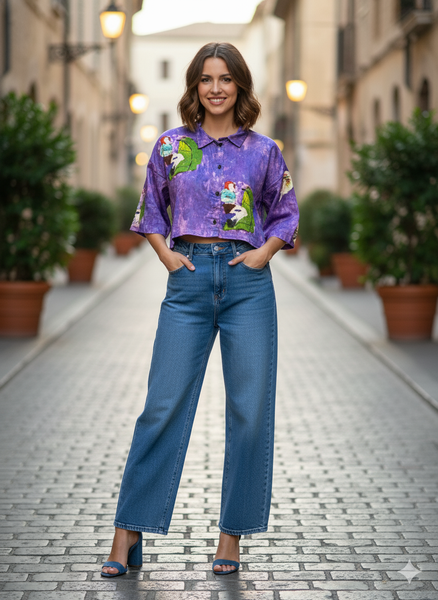 Purple  ( crop shirt)