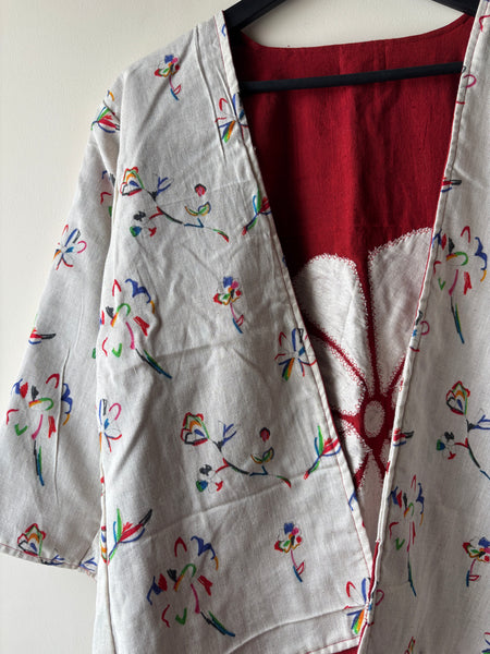 Red appliqué reversible jacket