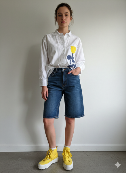 White appliqué shirt