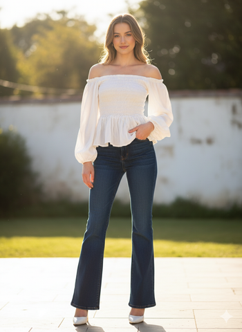 All white elasticated top