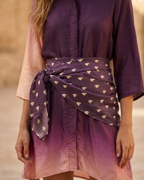Shaded plum  ( shirt dress with scarf  )