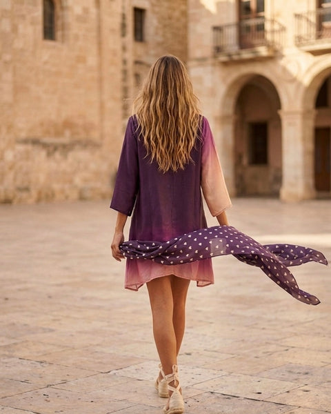 Shaded plum  ( shirt dress with scarf  )