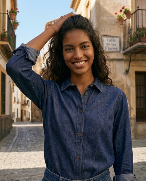 Blue denim shirt