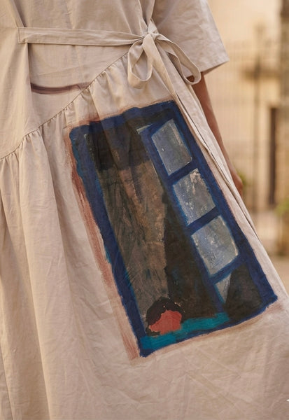 Peek-a-boo ( front tie oversized maxi dress  )