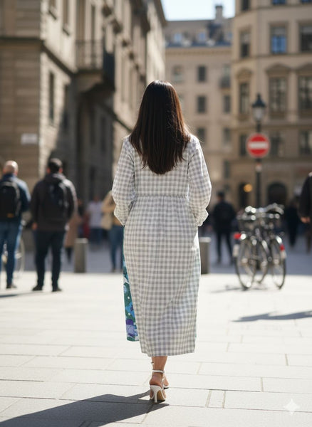 Checks & florals ( midi dress )