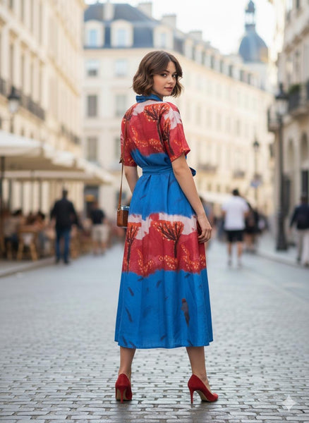 Italian summer  ( midi dress with belt )