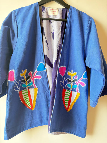 Flower pots appliqué reversible jacket ( limited edition)