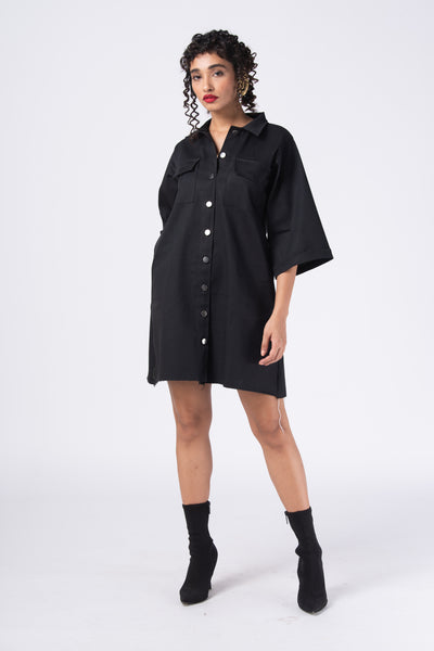 Black denim [ shirt dress ]