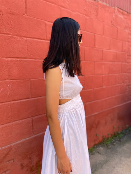 White cut-out midi dress