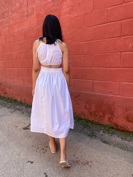 White cut-out midi dress