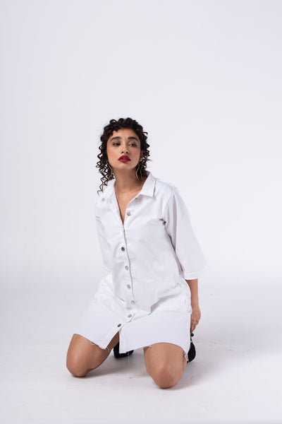 White denim [ shirt dress ]